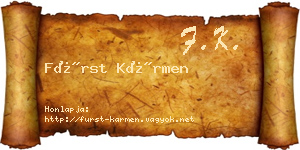 Fürst Kármen névjegykártya